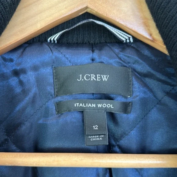 JCrew Lodge Coat in Italian Stadium-Cloth Wool Black sz 12 - Picture 8 of 8